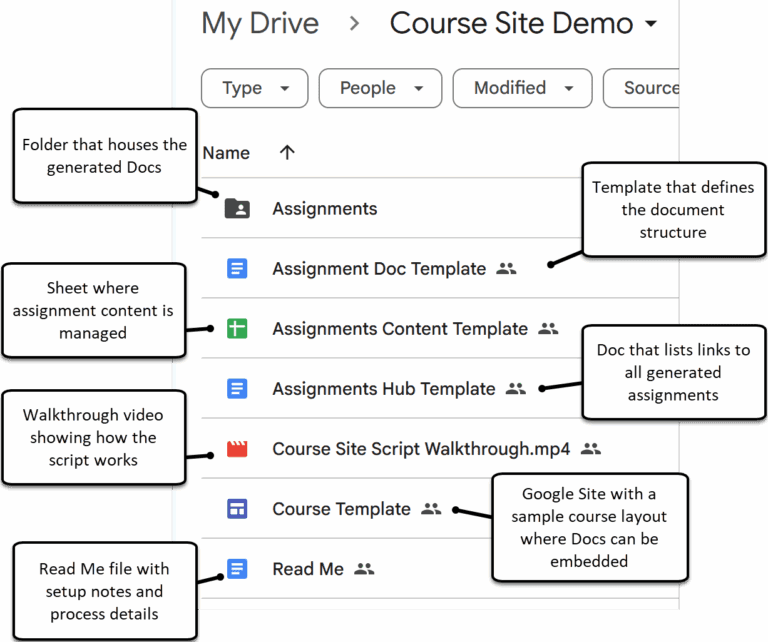 google sites course automation files